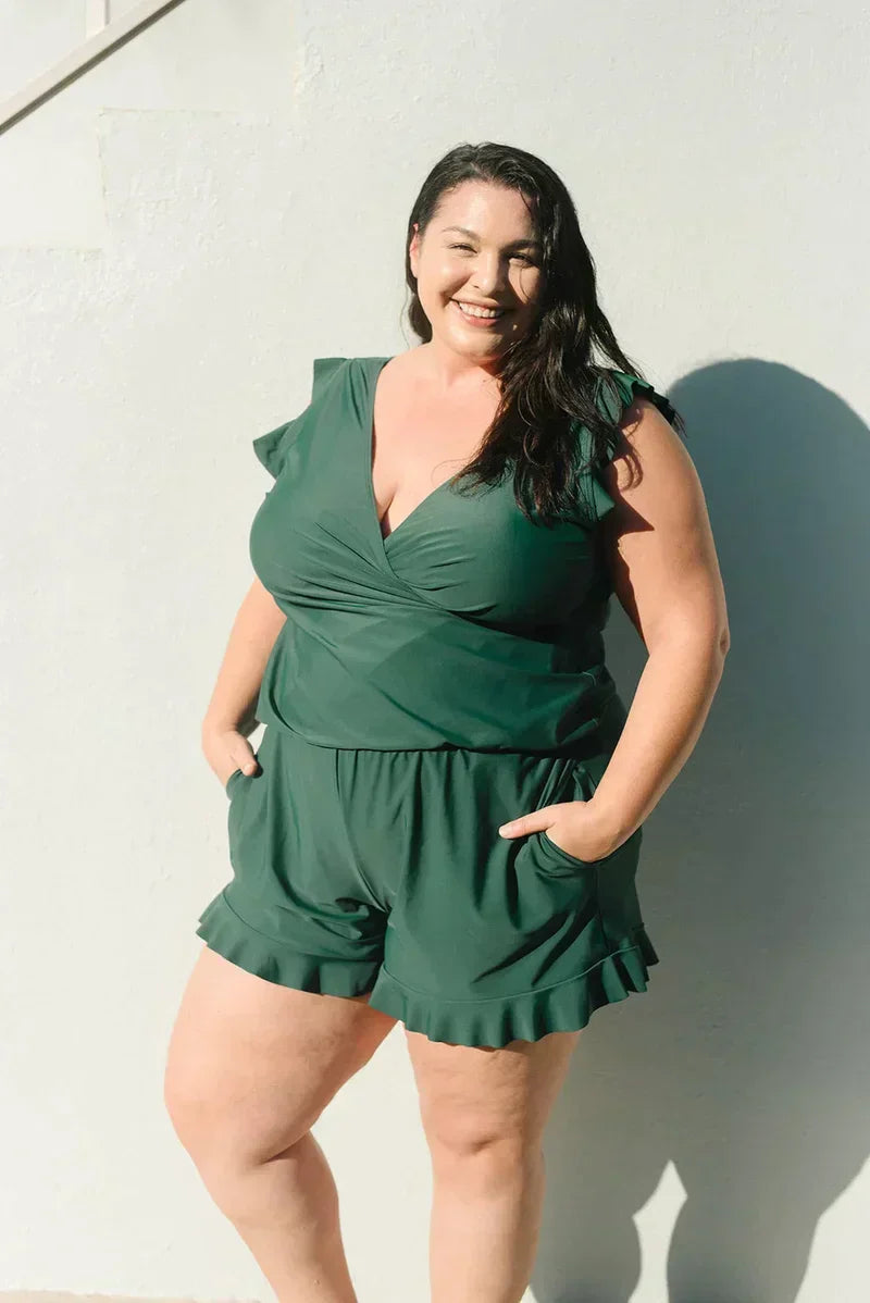 Zomerse Tankini Set voor Dames met Ruches en V-hals